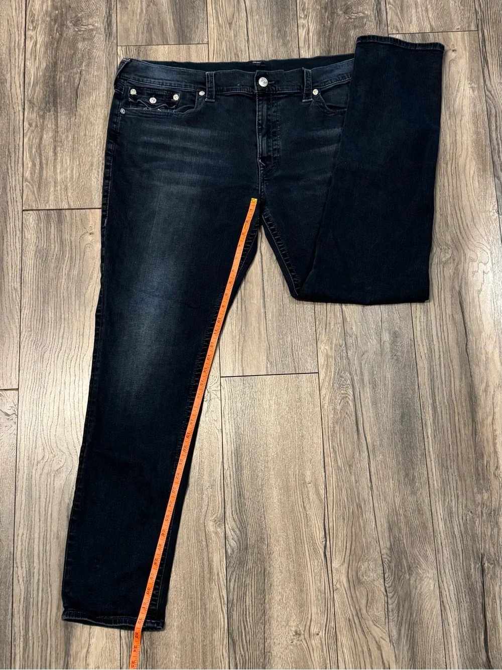 True Religion Geno Relaxed Slim Jeans Mens 44 Dark Wash Stretch Denim
